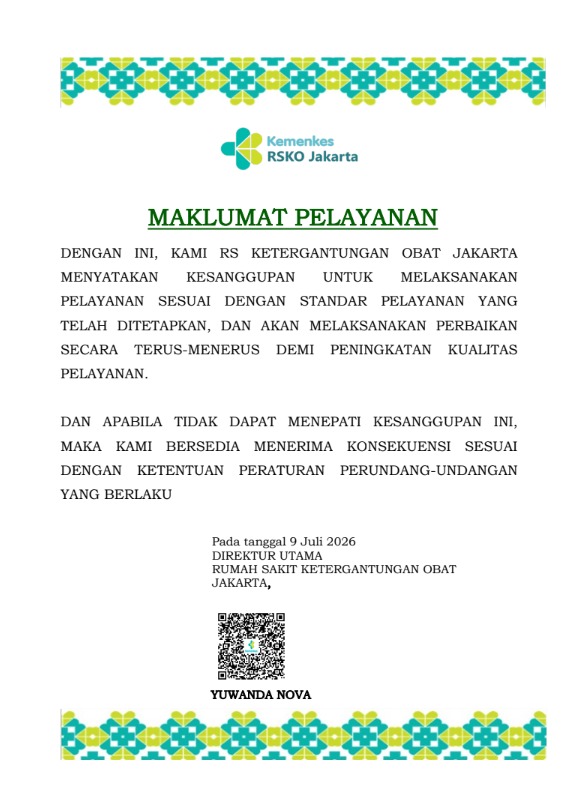 Dokumen Resmi Maklumat Pelayanan Kemenkes RSKO Jakarta